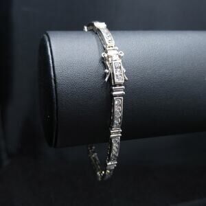 Vintage NF Silver Tone CZ Tennis Bracelet 1970s Nickel Free Sparkling Stones